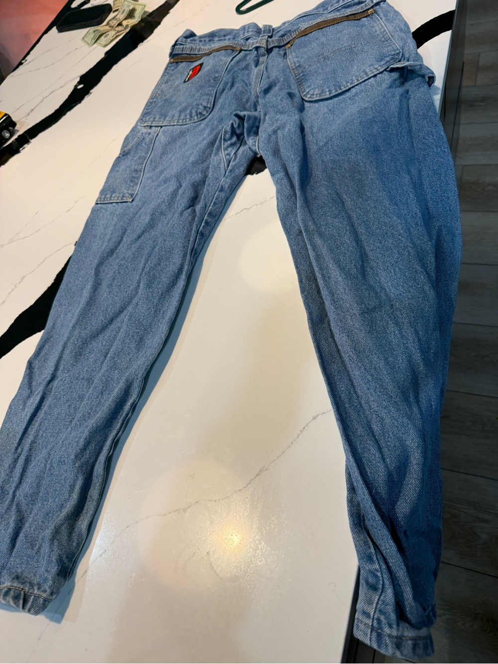 Light Wash Denim Utility Jeans with Patch
